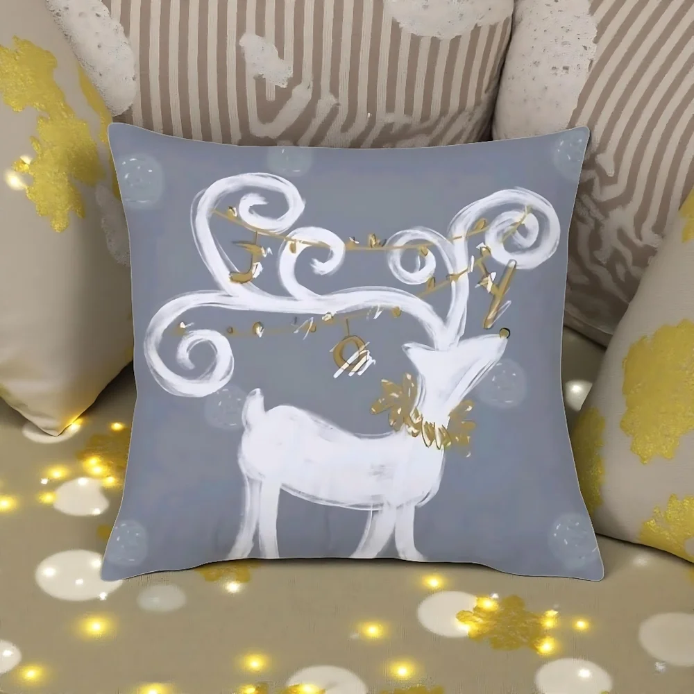 Holiday Decor 3 Piece Christmas Cushion Cover Whimsical Reindeer 3 Piece Set